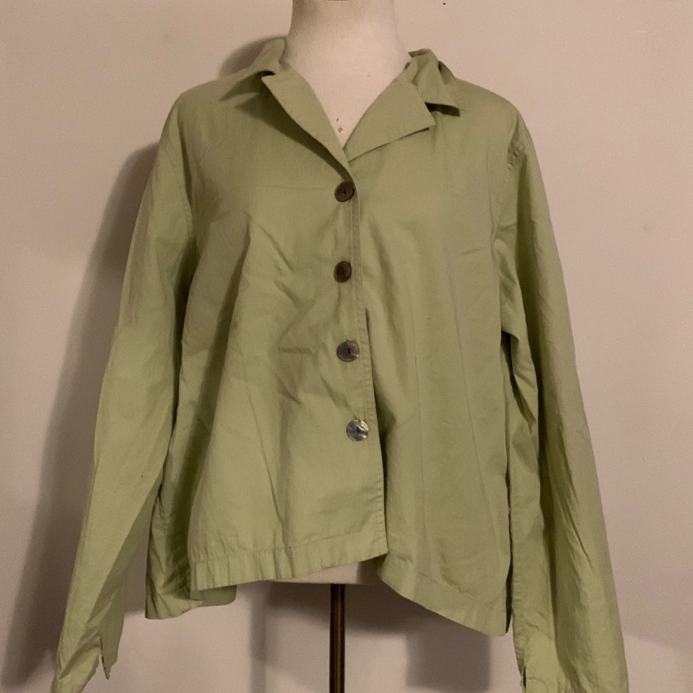 J Jill Light Green Button Shirt Jacket